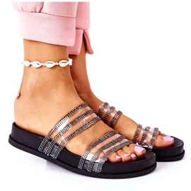 PS1 Miss You Pantofole In Gomma Nera Con Cubic Zirconia nero