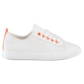 SHELOVET Sneakers Traforate Con Ecopelle bianco