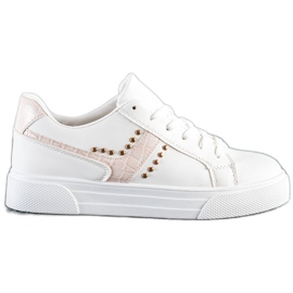 SHELOVET Scarpe annodate con inserto beige bianca