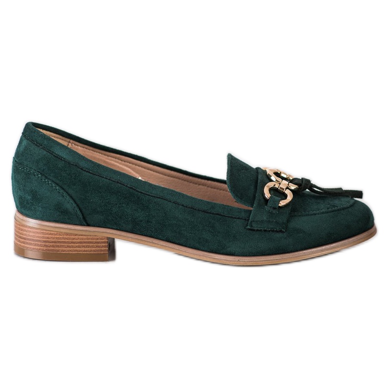 VINCEZA mocassini con tacco piatto verde