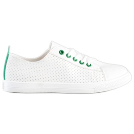 SHELOVET Sneakers Traforate Con Ecopelle bianca
