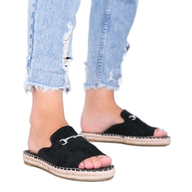 Pantofole nere con fibbia Roseau nero