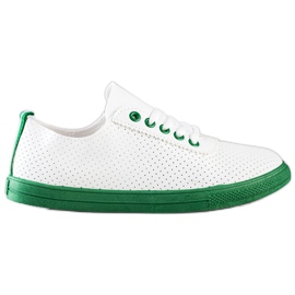 SHELOVET Sneakers traforate sulla piattaforma verde bianco