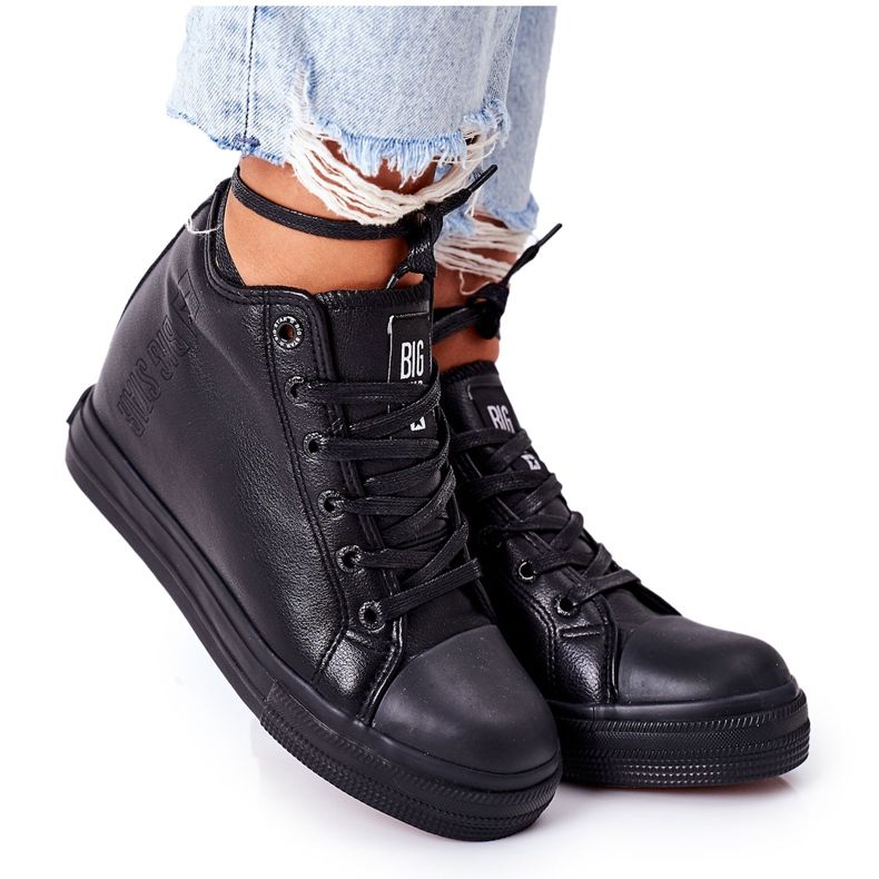 Sneakers in pelle con zeppa Big Star EE274127 Nero