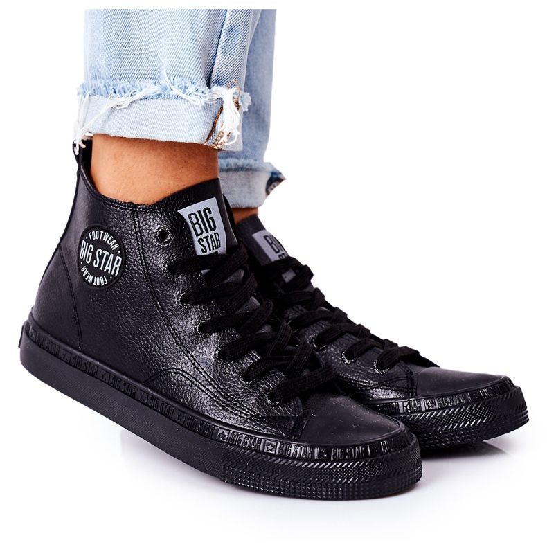Sneakers Alte in Pelle da Donna Big Star GG274015 Nere nero