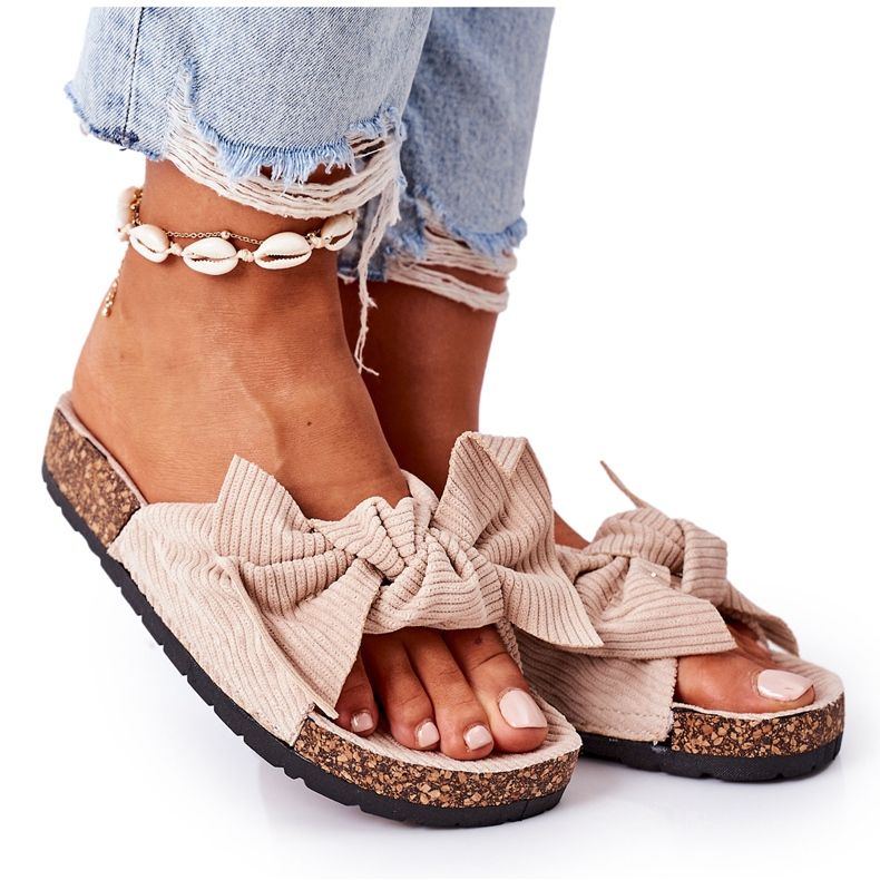 PS1 Pantofole Di Velluto A Coste Con Sughero Beige Summertime