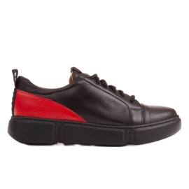 Marco Shoes Sneakers in pelle nera con inserto sul tallone nero