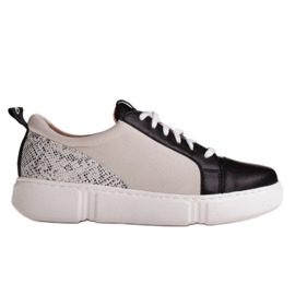 Marco Shoes Sneakers in pelle leggera nera con inserto beige nero