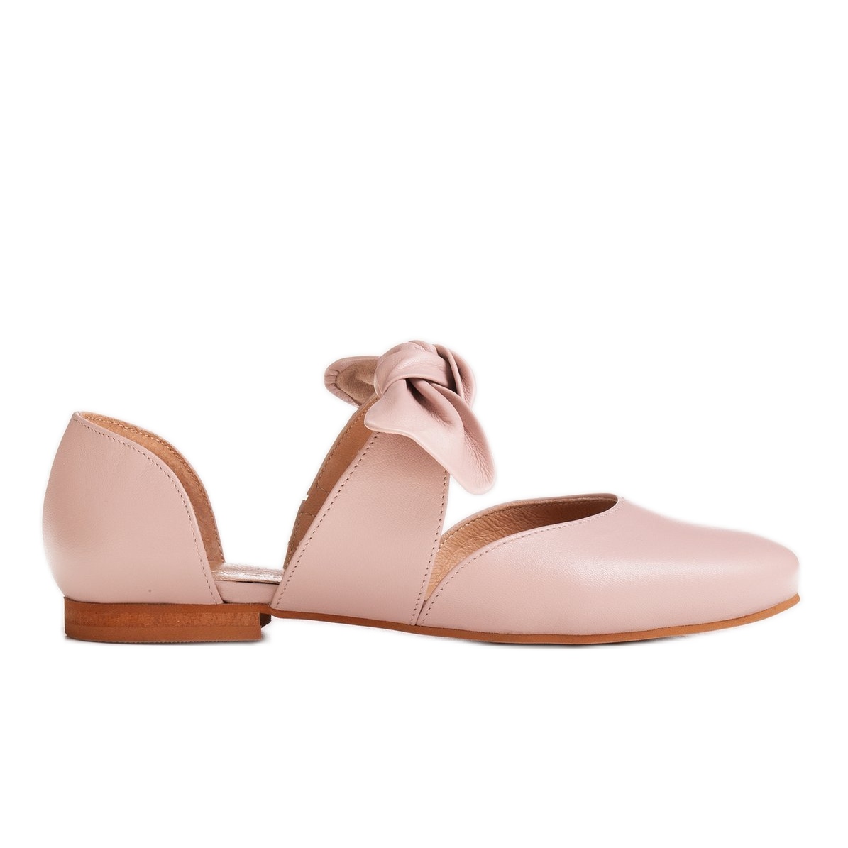 Ballerine con fiocco fiore rosa pelle