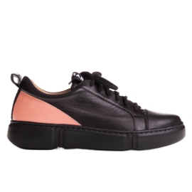 Marco Shoes Sneakers in pelle con inserto rosa nero