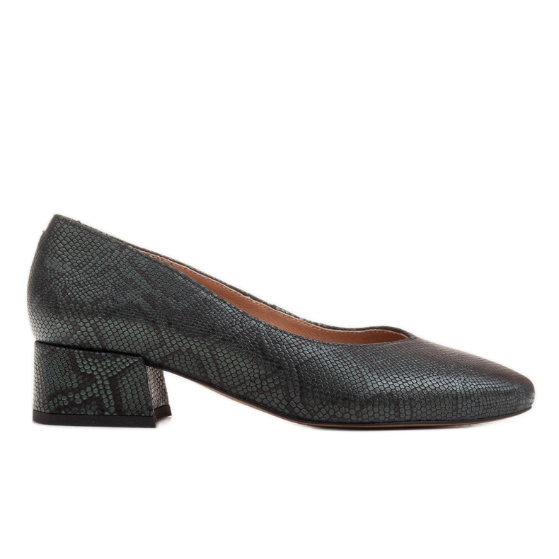 Marco Shoes Décolleté verdi in pelle di serpente con scollo a V verde