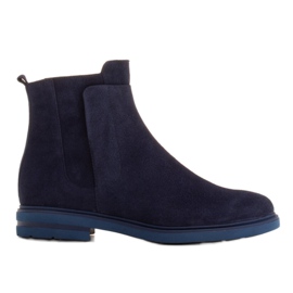 Marco Shoes Stivali leggeri isolati con fondo piatto in pelle naturale blu navy