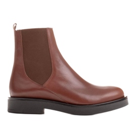 Marco Shoes Stivaletti bassi in pelle con isolamento con ampia gomma nella tomaia marrone