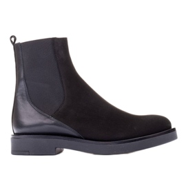 Marco Shoes Stivaletti bassi in pelle con isolamento con ampia gomma nella tomaia nero