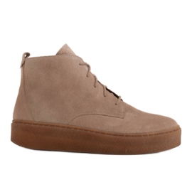 Marco Shoes Stivali bassi stringati realizzati in morbida pelle beige