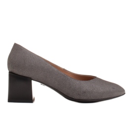 Marco Shoes Décolleté da donna in morbida pelle naturale con righe argento nero
