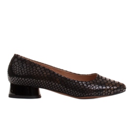 Marco Shoes Ballerine in pelle di serpente con tacco tondo nero