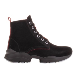 Marco Shoes Stivali sportivi da donna in nabuk con inserti rossi nero