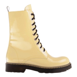 Marco Shoes Stivaletti alti, stivali legati su una suola traslucida giallo