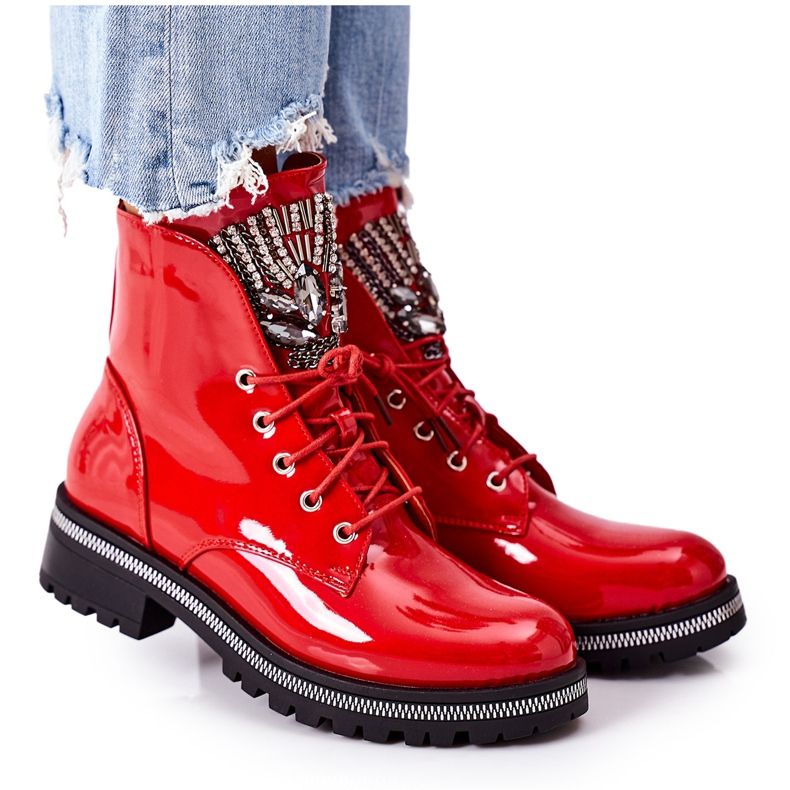 PS1 Lavoratori Laccati Caldi Con Cubic Zirconia Attenzione rosso
