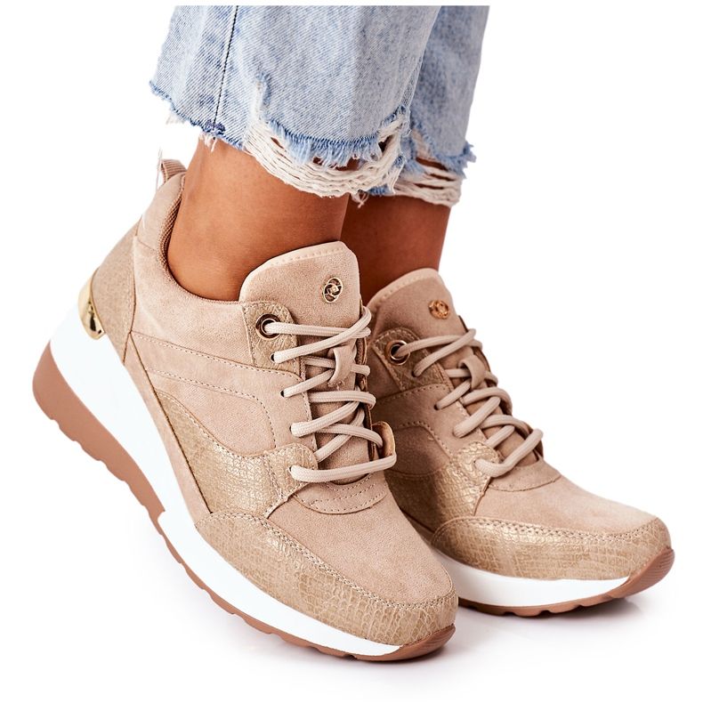 PE1 Sneakers con Zeppa Beige Temida