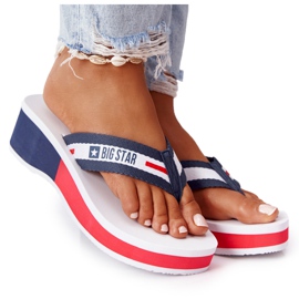 Infradito da donna sulla zeppa Big Star HH274A093 White bianca blu navy