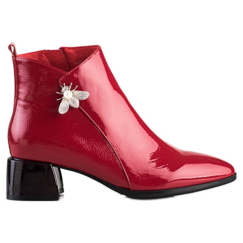 ARTIKER Eleganti stivali in pelle con ornamento rosso