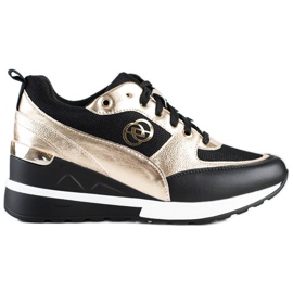 Evento Sneakers con zeppa alla moda nero d'oro