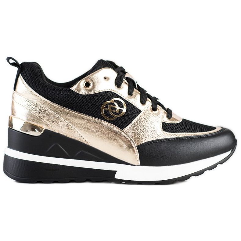 Evento Sneakers con zeppa alla moda nero d'oro