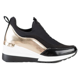 Evento Sneakers slip-on con zeppa nero d'oro