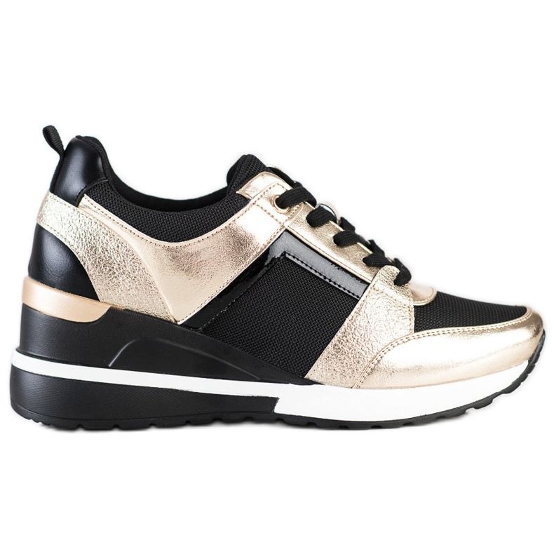 W. Potocki Sneakers con zeppa alla moda nero d'oro