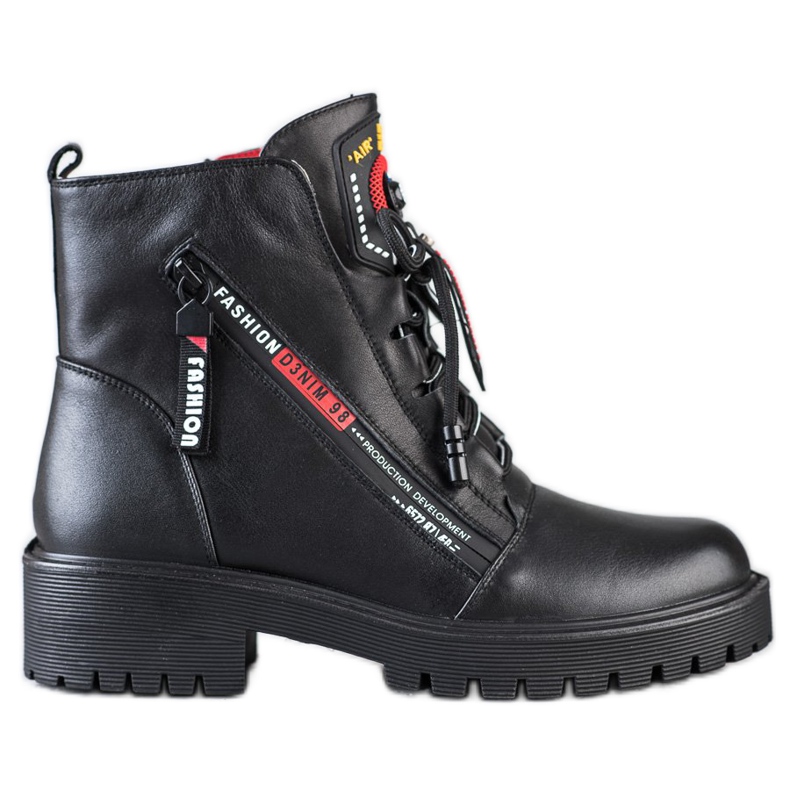 ARTIKER Lavoratori in pelle con cerniera decorativa nero