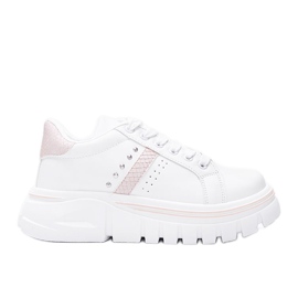 Sneakers bianche con dettagli beige su suola alta Alasana bianco