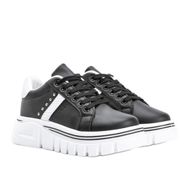 Sneakers nere con dettagli bianchi su suola alta Alasana bianco nero