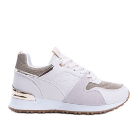 Sneakers beige con accessori Yoisya dorati d'oro