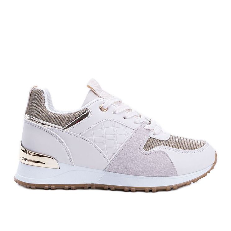 Sneakers beige con accessori Yoisya dorati d'oro