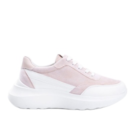 Sneakers beige con dettagli bianchi su suola alta Barteks bianco
