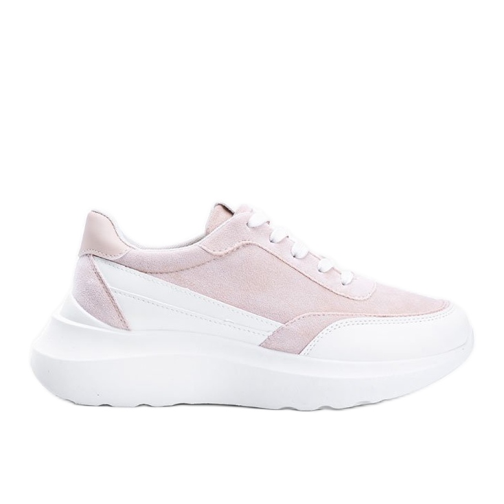 Sneakers beige con dettagli bianchi su suola alta Barteks bianca