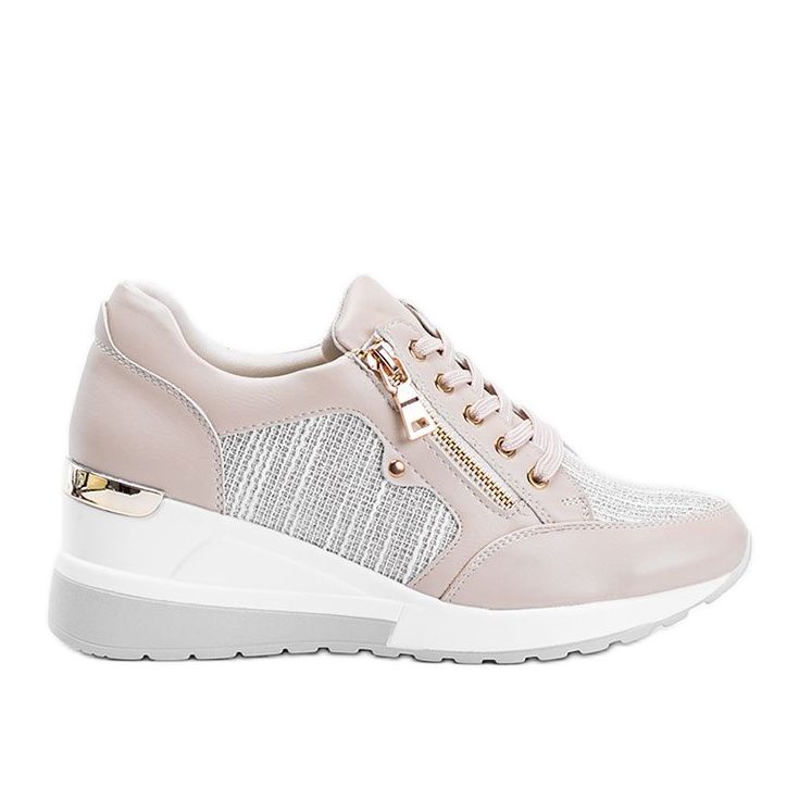 Sneakers beige lucide sulla zeppa The Moment