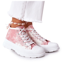 FJ1 Sneakers Alte Rosa Su Grande Suola Con Effetto Tie-Dye Trissy bianco