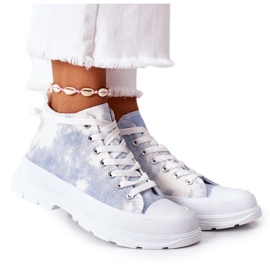 FJ1 Sneakers Alte Su Una Grande Suola Blu Con Effetto Tie-Dye Trissy bianco