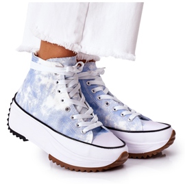 FJ1 Sneakers Blu Sulla Piattaforma Con Effetto Tie-Dye Electric Love bianca