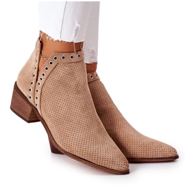 Stivali Traforati Con Ritagli Beige Western
