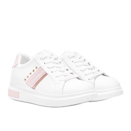 Sneakers bianche e rosa con borchie Sashell bianca