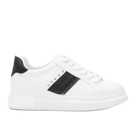 Sneakers bianche e nere con borchie Sashell bianca