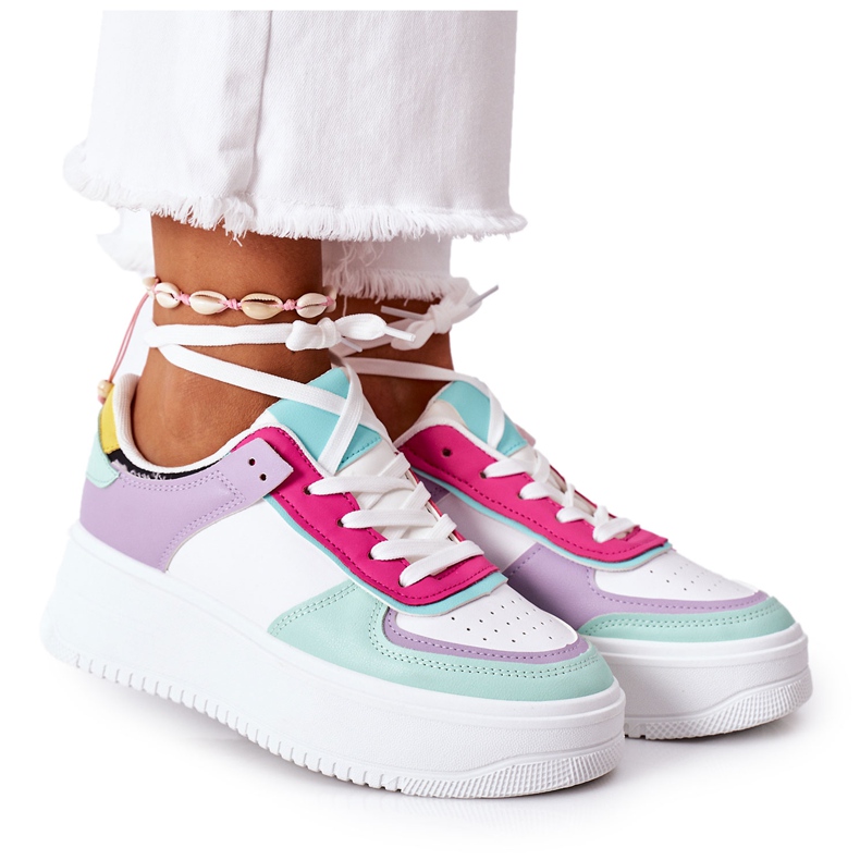 Scarpe Sportive Sneakers Sulla Piattaforma Bianco-Viola Freedom multicolore