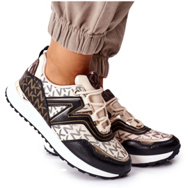 Scarpe Sportive Logowane Sneakers Beige e Nere Always nero