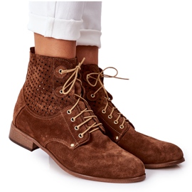 Alberto Violli Stivali Scamosciati Con Motivo Traforato Brown Josie marrone