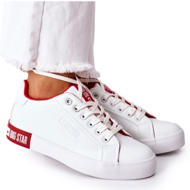 Sneakers da Donna in Pelle Big Star II274032 Bianco-Rosso bianca