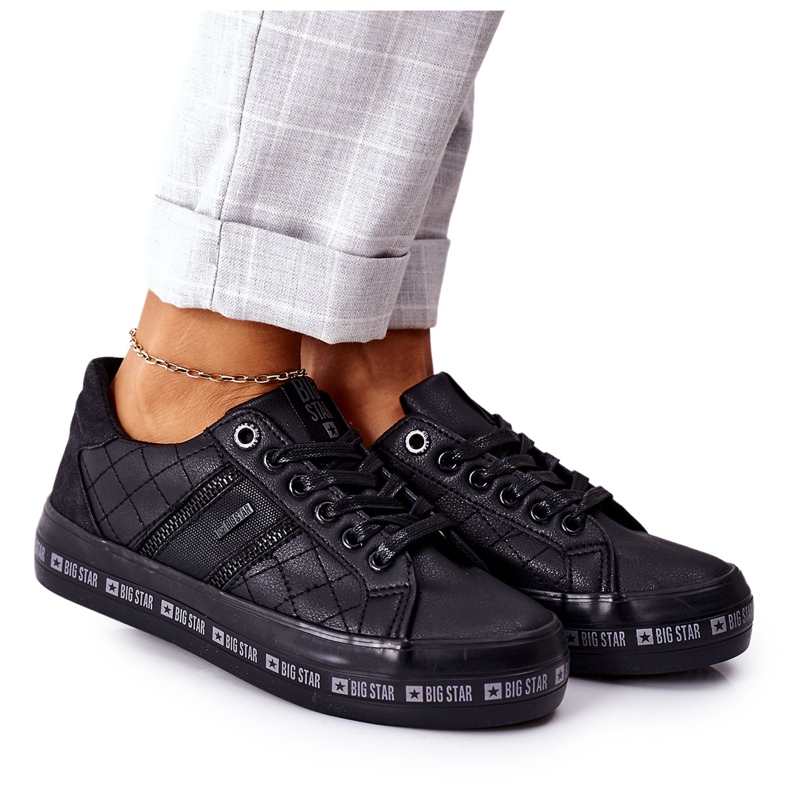 Sneakers in pelle sulla piattaforma Big Star II274070 nera nero